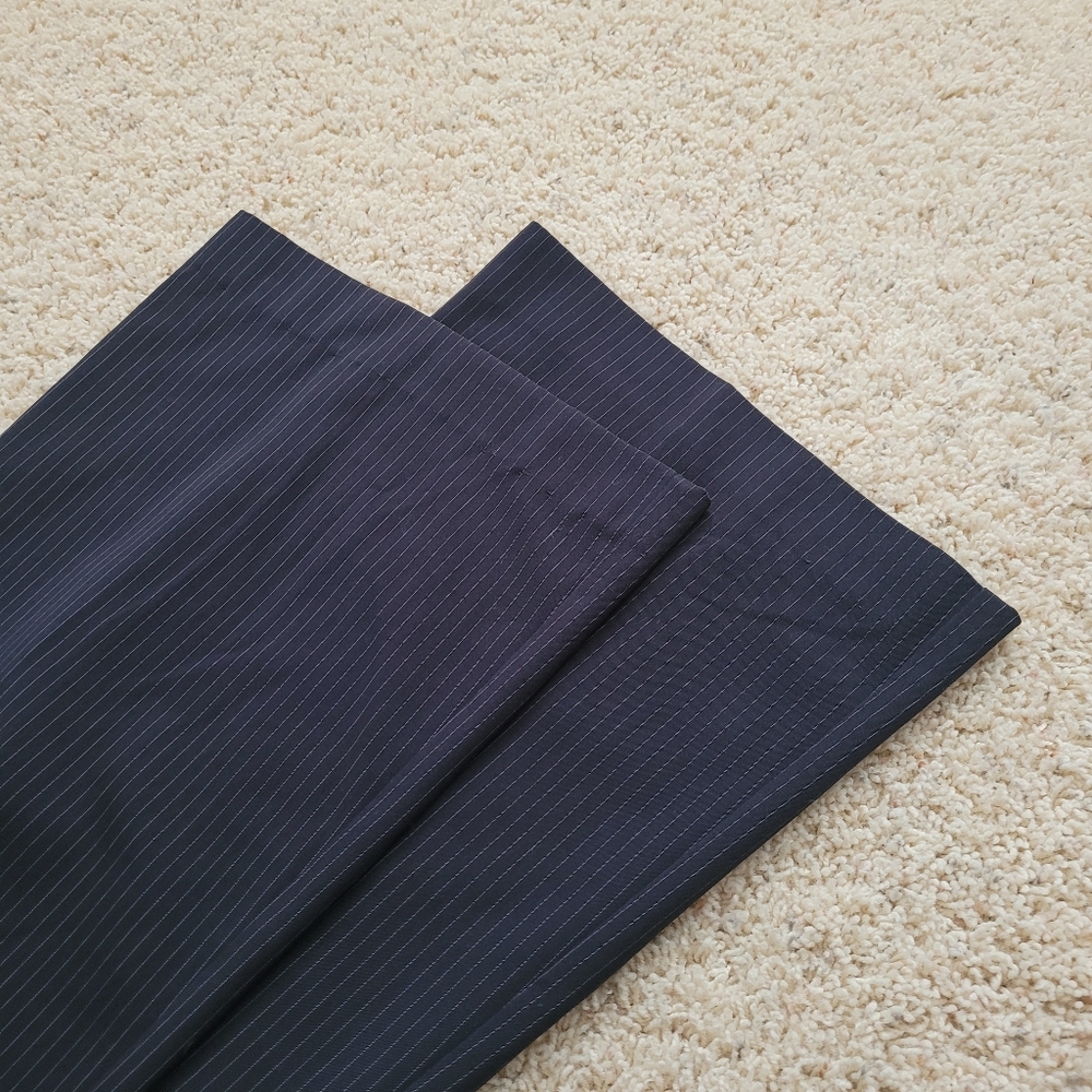 NY & Co Stretch Black Trouser Dress Pants with Gray Stripe 6 - Picture 7 of 9